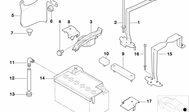 Copertura di protezione della batteria OEM 61218370981 per la serie BMW 3 E46 (316i AL/AN/ER). Compatibile con versioni manuali e automatiche. BMW originale.