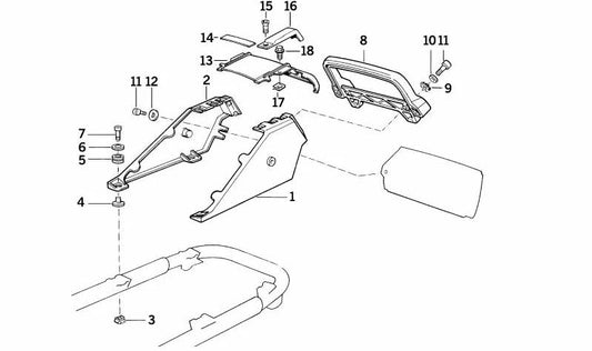 Apoyo trasero OEM 52532308463 para motos BMW K1 (K589) 1988-1993. Original BMW Motorrad.