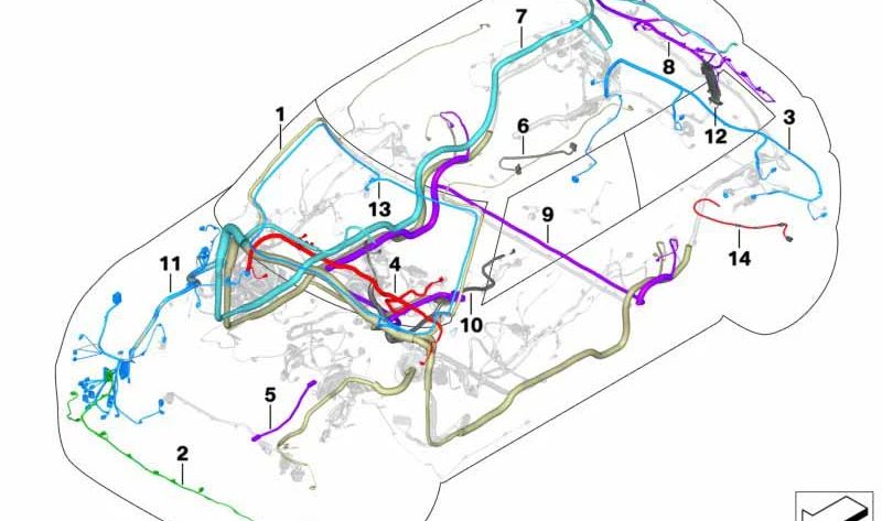 Cable reparación delantero derecho OEM 61129867293 para faros halógenos MINI F56, F55. Original MINI.