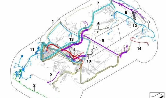 Cable reparación delantero derecho OEM 61129867293 para faros halógenos MINI F56, F55. Original MINI.