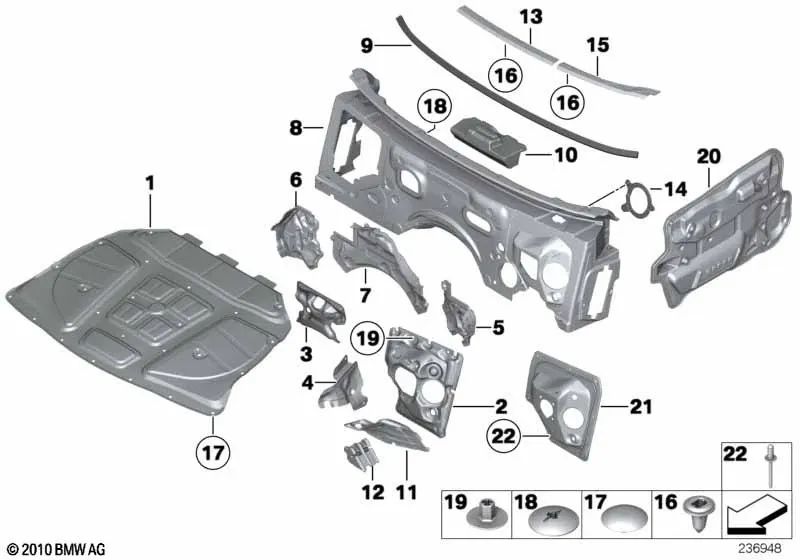 Estanqueizado pasarruedas izquierdo OEM 51487232607 para BMW Serie 5 F10, F11, F10 LCI, F11 LCI. Original BMW.