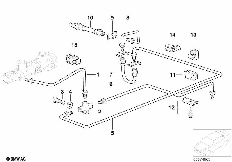 Soporte de conducto de freno para BMW Serie 5 E34 (OEM 34321161223). Original BMW