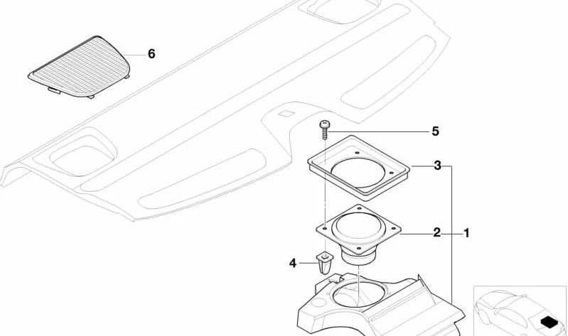 Altavoz trasero izquierdo OEM 65138369067 para BMW E39. Original BMW.