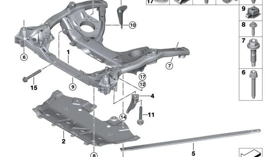 Parafuso hexagonal combinado para BMW G42, F07, F10, F11, F18, F12, F01, F02, F91, F92, F93, G14, G15, G16, F15 (OEM 07147284584). BMW original