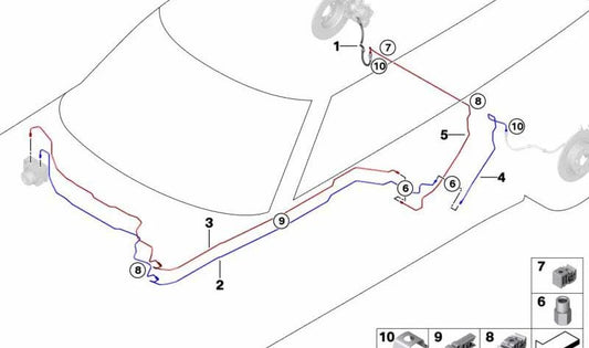 DSC Pressure Tube 34306878915 for Mini F54, F55, F56, F57, F60. Compatible with brake systems and ABS. Original Mini.