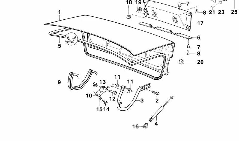 Embellecedor maletero OEM 51132230430 para BMW Serie 5 E34. Pieza original BMW.