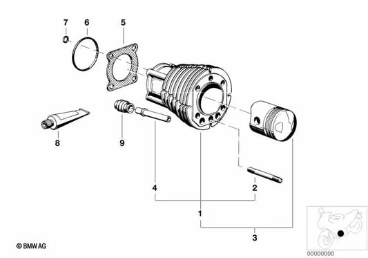 Guarnizione cilindro OEM 11111335650 per moto BMW R60/7, R60/6, R75/7, R80RT... e altro ancora. BMW Motorrad originale.