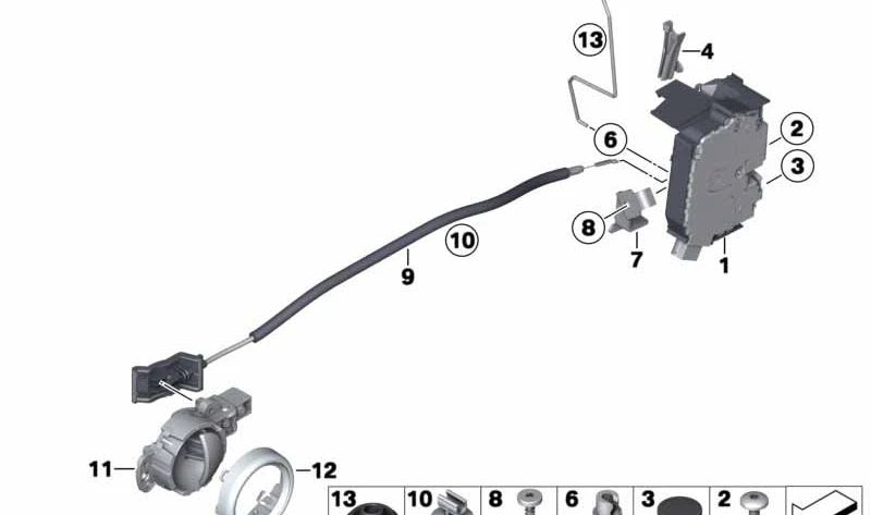 Cierre de puerta derecha OEM 51200556767 para MINI R50, R52, R53. Original MINI.