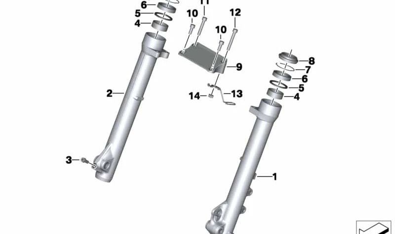 Tubo deslizante preto direito OEM 31427726760 para BMW Motorrad G 650 GS, G 650 GS Sertão. Originais BMW Motorrad.