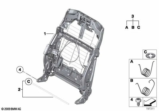 Estrutura básica de suporte do assento para BMW 5 F10 Series, F11, F18 (OEM 52109144893). BMW original