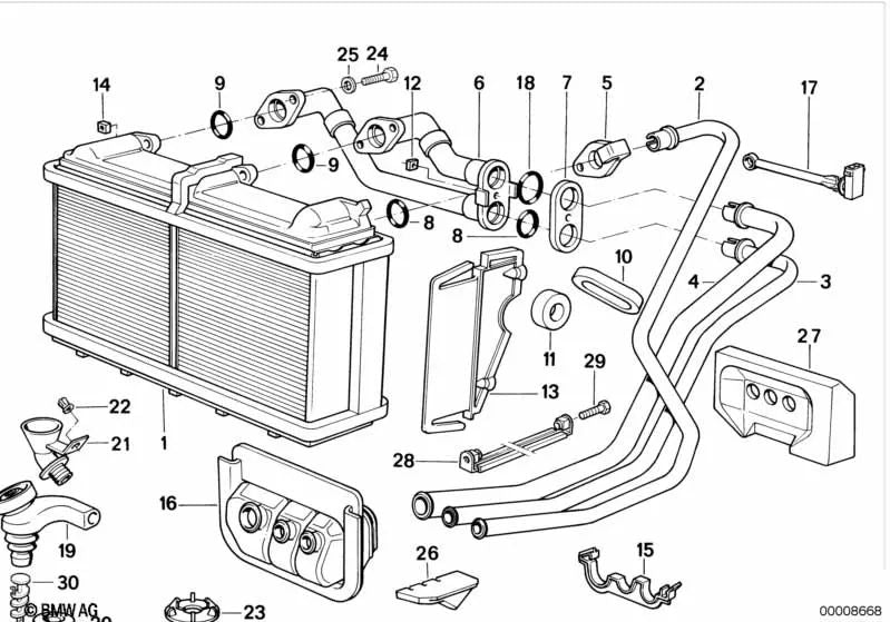 Tubo de aire acondicionado OEM 64111379932 para BMW Serie 7 E32 750i, 750iL... y más. Original BMW.