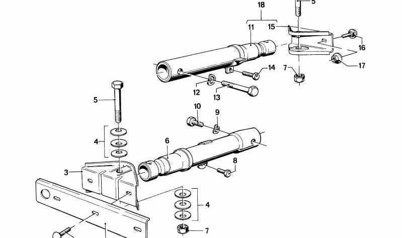 Soporte del absorbedor de impactos trasero OEM 51121830649 para BMW E21. Original BMW.