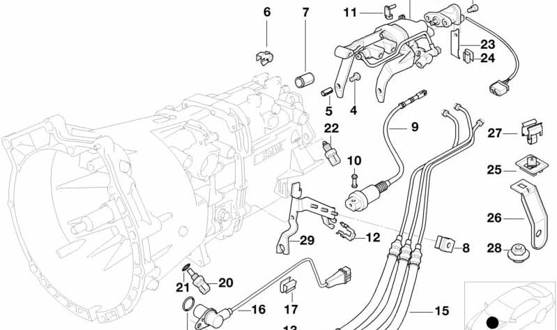 Cable de seguridad OEM 25161422276 para BMW E36, E46, E39, E38, E31. Pieza original BMW para sistemas de cambio automático y SMG.