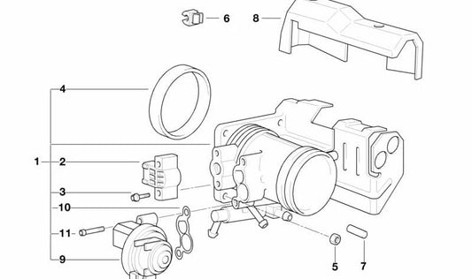 Tampa do corpo do acelerador OEM 13541438141 para BMW E36, E46, Z3. Peça original da BMW.