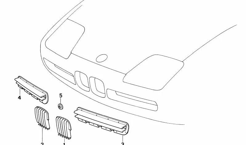 Rejilla decorativa izquierda para BMW (OEM 51138134475). Original BMW