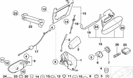 CROMADA RIGHT ACTION VARILLA 51222499942 FOR BMW E39 M5 (DE91, DE92, DE93). Compatible with models produced between 1998 and 2003. Original BMW.
