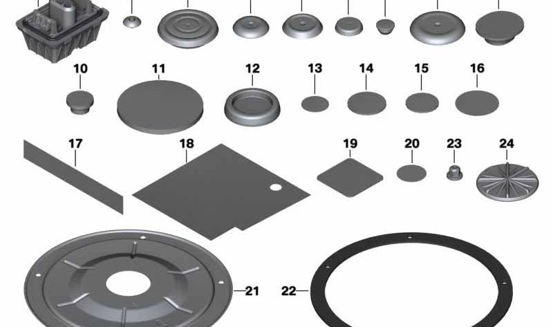 Tapa trasera del suelo OEM 51717430969 para BMW F90, G30, G31, G32, F91, F92, F93, G14, G15, G16. Pieza original BMW para cubrir orificio del suelo del maletero.