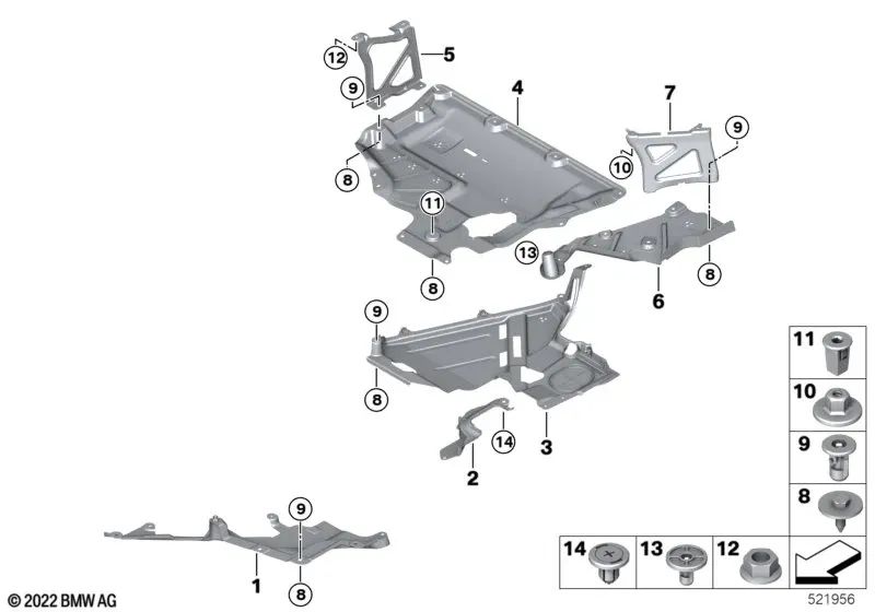 Cubierta soporte para gato trasero derecho OEM 51759852120 para BMW Serie 2 Active Tourer (U06), X1 (U11). Original BMW.