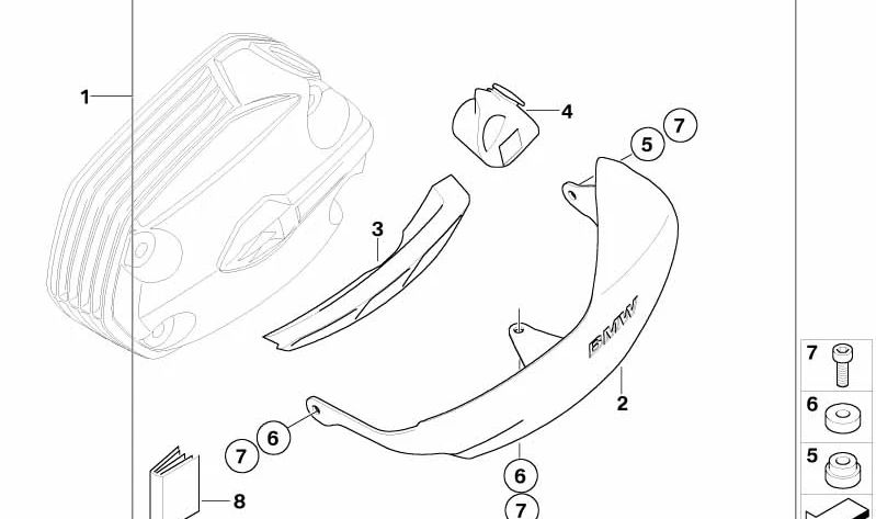 Lower left stop OEM 71607688973 for bmw R1200Gs motorcycles (K25). Original BMW Motorrad.