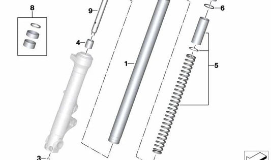 Juego muelle delantero OEM 31428566538 para motos BMW R nineT Pure (2016-2023). Original BMW Motorrad.