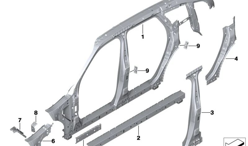 Refuerzo soporte lateral izquierdo OEM 41009481403 para BMW X5 (F95, F95N, G05, G05N, G18, G18N), X6 (F96, F96N, G06, G06N), X7 (G07, G07N), XM (G09). Original BMW.