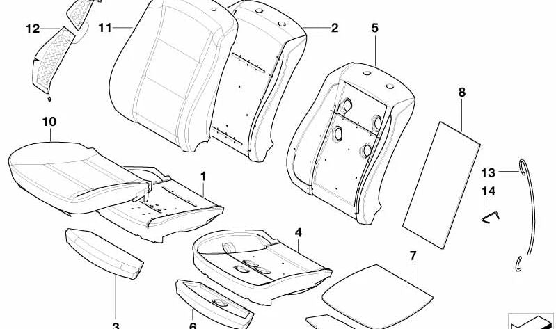 Funda de asiento de confort en cuero OEM 52107904665 para BMW E60 y E61. Original BMW.