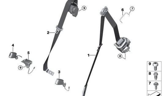 Cintura di sicurezza del supporto destro 72118095365 per BMW G05, F95. BMW originale.