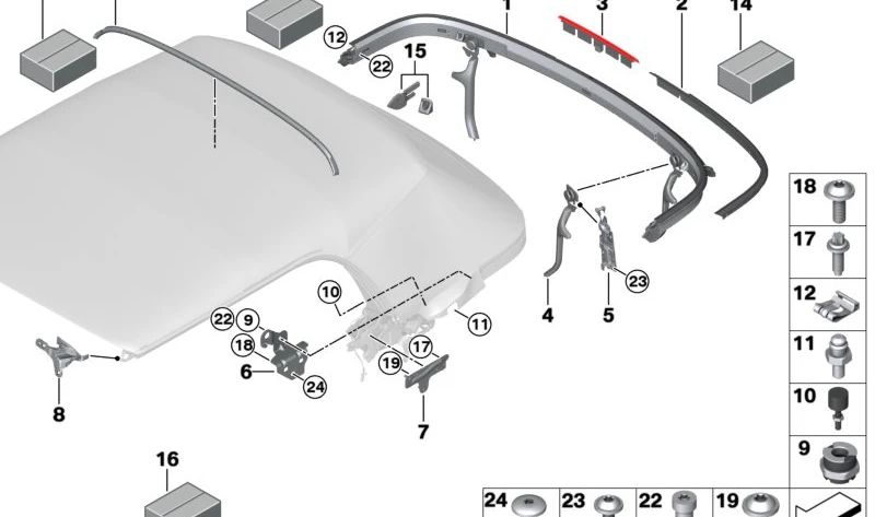 Elemento de ajuste OEM 54347435852 para MINI Cabrio F57, F67, F57 LCI... y más. Original MINI.