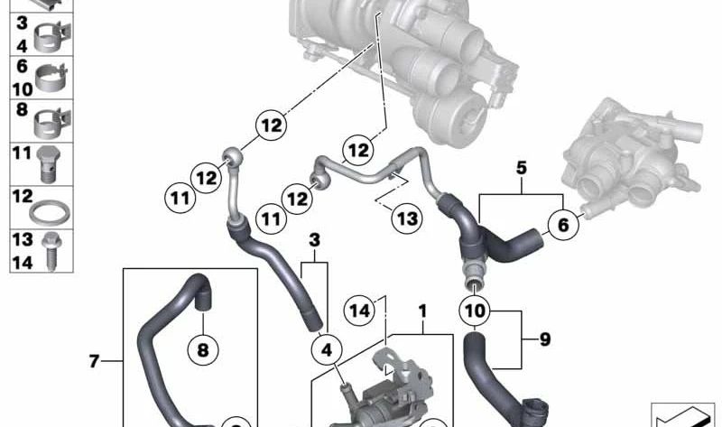 Manguito de retorno de refrigerante OEM 11539804600 para MINI R60 y R61 {Cooper, Cooper S, Cooper ALL4}. Compatible con motores N18. Original MINI.
