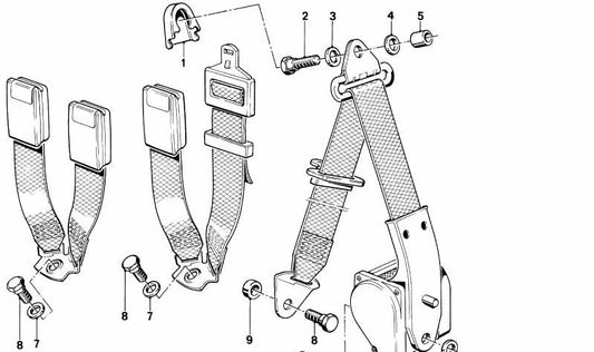 Separador de cinturón de seguridad OEM 72111802803 para BMW E21, E12, E28. Original BMW.
