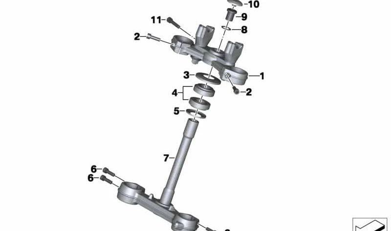 Puente de horquilla completo arriba OEM 31428566590 para BMW F700GS, F650GS, F800GS. Original BMW Motorrad.