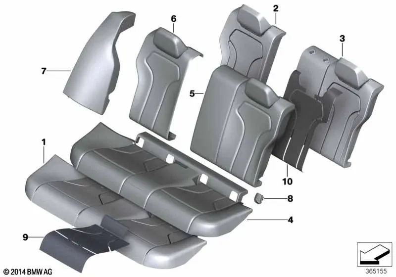 Silverstone rear leather seat cover OEM 52208058502 for BMW F80 M3 (2014-2018). Genuine BMW.