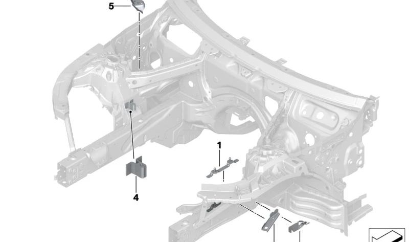 Soporte batería en paso de rueda izquierdo OEM 41009626505 para BMW G26, i4 eDrive35/40, M50 xDrive. Original BMW.