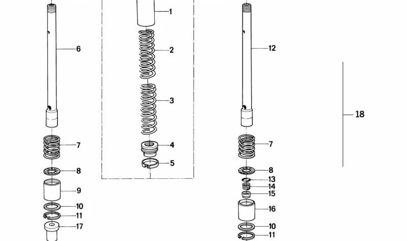 OEM Right Front Fork Rohr 31421457600 für BMW K75, K75 RT, K75 S, K100 Rs. Originaler BMW Motorrad.