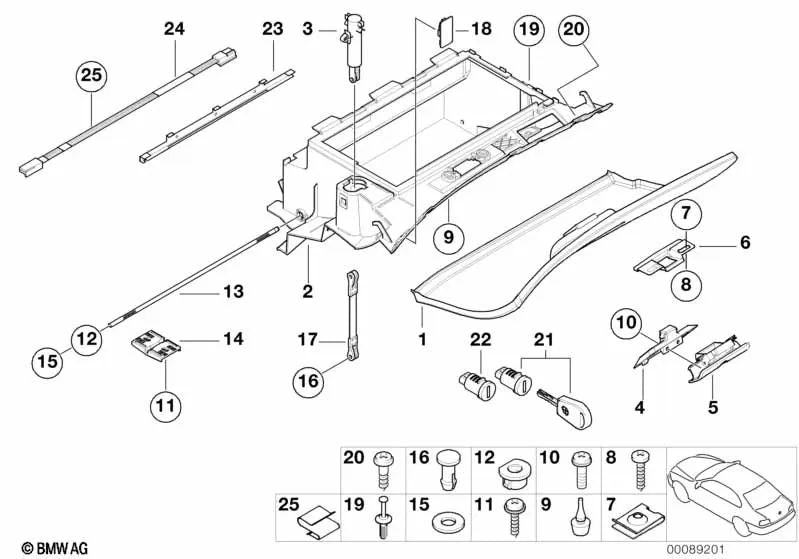 Soporte de fijación OEM 51168209278 para BMW Serie 3 E46, X3 E83, X3 E83 LCI. Original BMW.