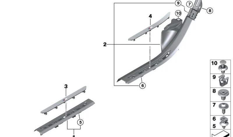 Embellecedor entrada puerta trasera derecha OEM 51478072244 para BMW G07 (X7), G09 (XM). Original BMW.