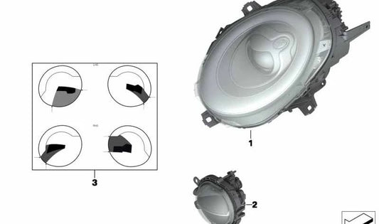 Faro LED derecho OEM 63117383210 para MINI F56, F55, Clubman F54, Cabrio F57. Original MINI.