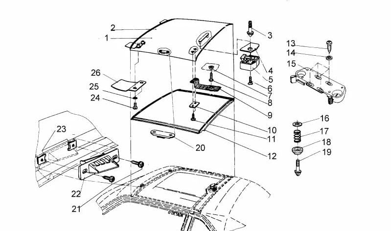 Ancre gauche pour toit rigide (toit rigide) OEM 54210006343 pour BMW E30. BMW d'origine.
