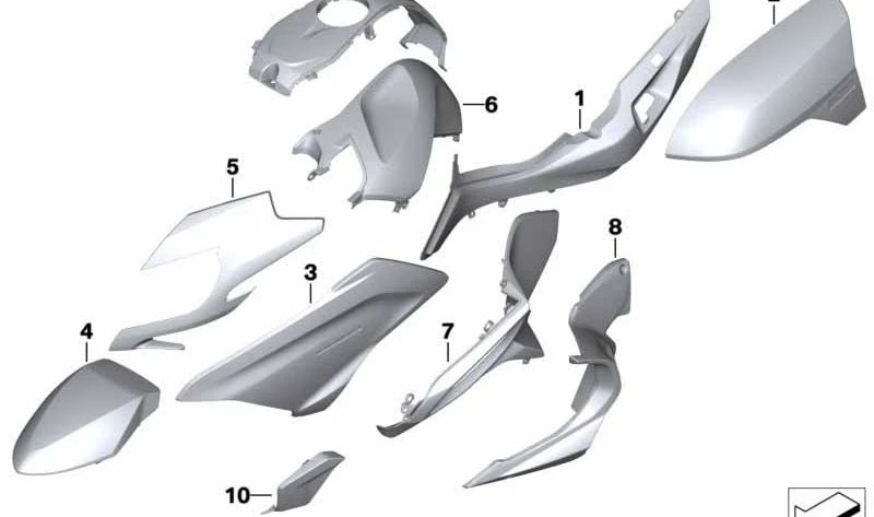 Rechte Seite Coading OEM 46638567836 für BMW Motorrad R 1200 RT, R 1250 RT in alpin-weißer Farbe. Originaler BMW Motorrad.