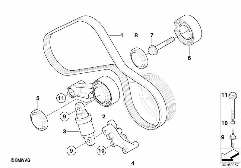 Polia de desvio para BMW 3 E90 Series, E92, E93 (OEM 11287841531). BMW original