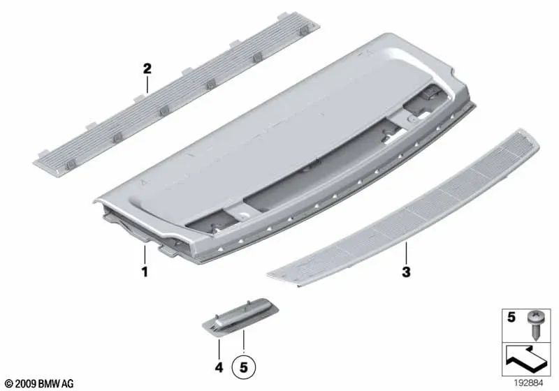 Rejilla decorativa superior para BMW Serie 5 F07 (OEM 51477842546). Original BMW.