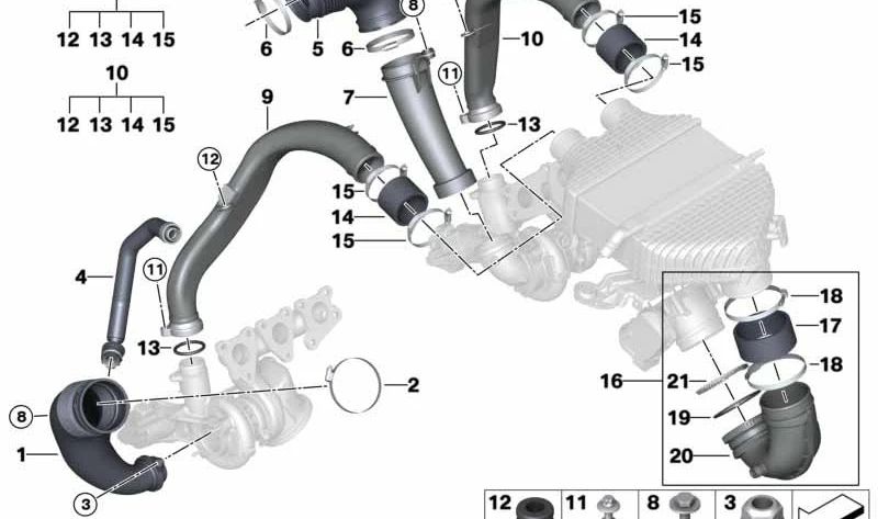 Tubo BMW 2 F87N Série, Série 3 F80, F80N, 4 F82, F82N, F83N, F83N (OEM 11617848447). BMW original