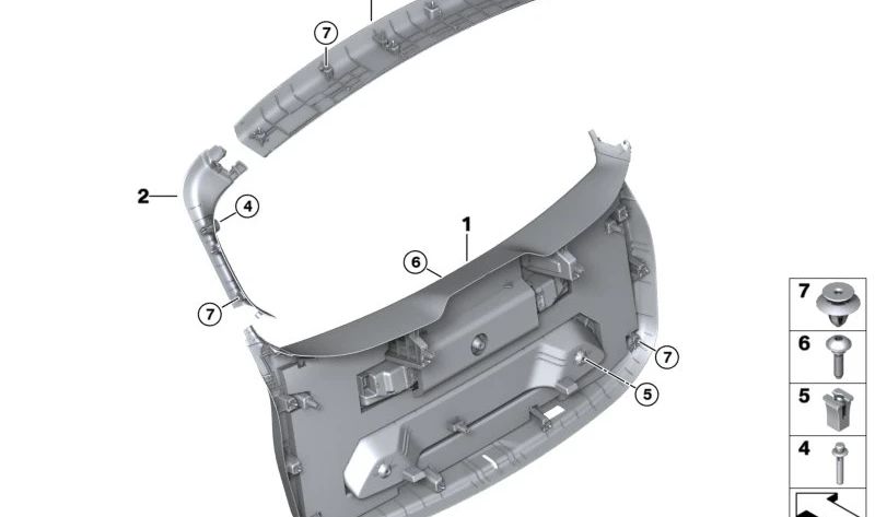 Revestimiento interior portón maletero inferior OEM 51498494239 para BMW Serie 2 U06. Original BMW.