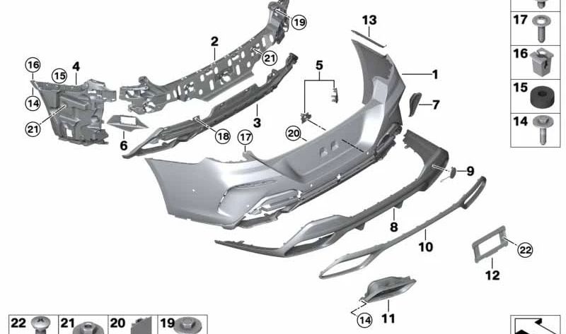 Tampa de reboque traseira para BMW G16 (OEM 51128075936). BMW original