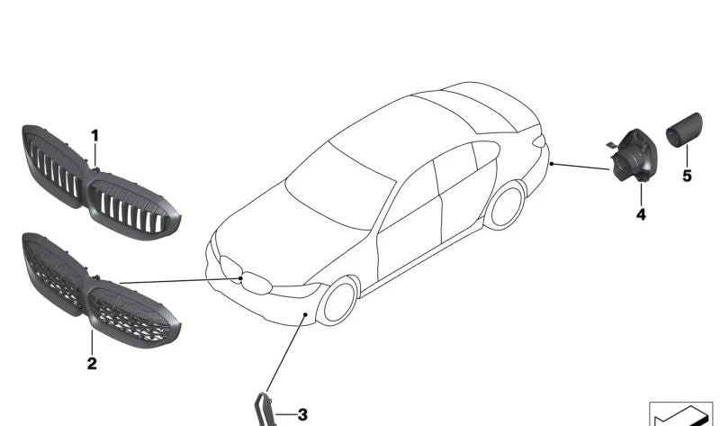 Left side grille (OEM 51118093301) for BMW 3 Series G20, G21. Original BMW