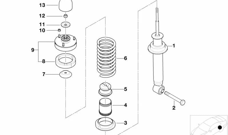 Tope de suspensión trasero OEM 33531096100 para BMW Z8 E52. Recambio original BMW.