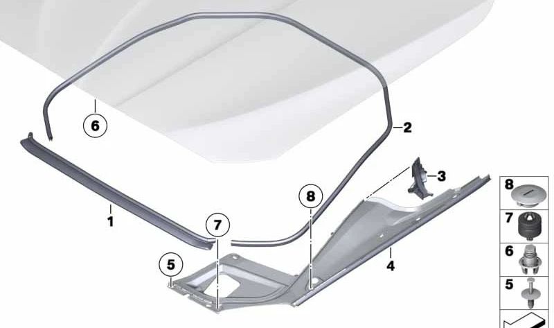 Alojamiento de junta delantera izquierda OEM 51767019803 para BMW Serie 5 F10, F11, F10 LCI, F11 LCI. Original BMW.