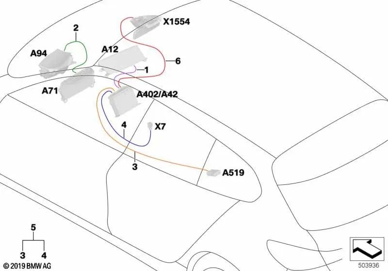 Cable interconexión cuadro instrumentos/HUD OEM 61115A07A39 para BMW F40, F44 Gran Coupé. Original BMW.