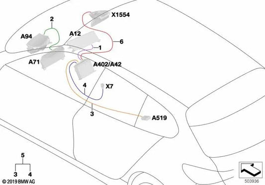 Câble d'interconnexion tableau de bord/HUD OEM 61115A07A39 pour BMW F40, F44 Gran Coupé. Véritable BMW.