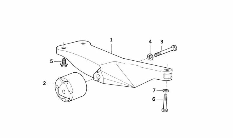 Travesaño de soporte caja de cambios OEM 23701140006 para BMW E34. Original BMW.